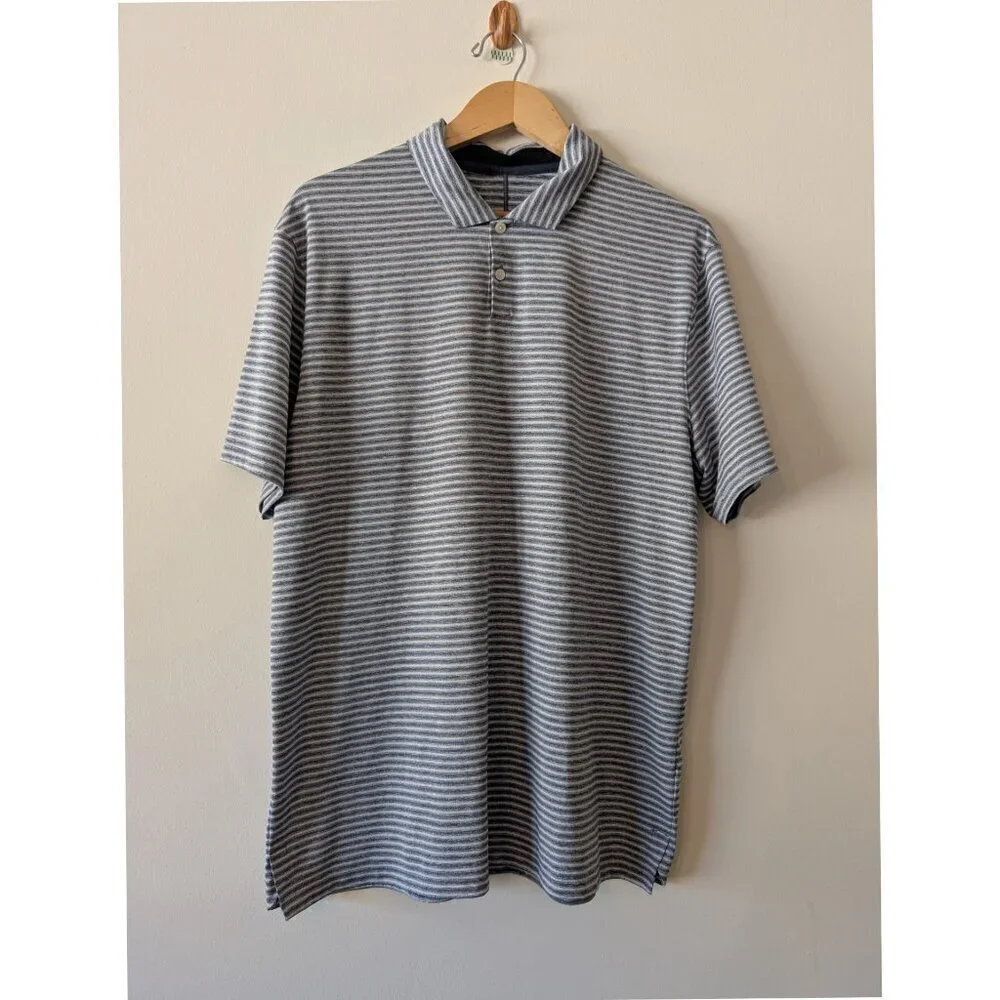 NIKE Tiger Woods Men's T Shirt Size Large Shorts Sleeves Striped Golf Shirt